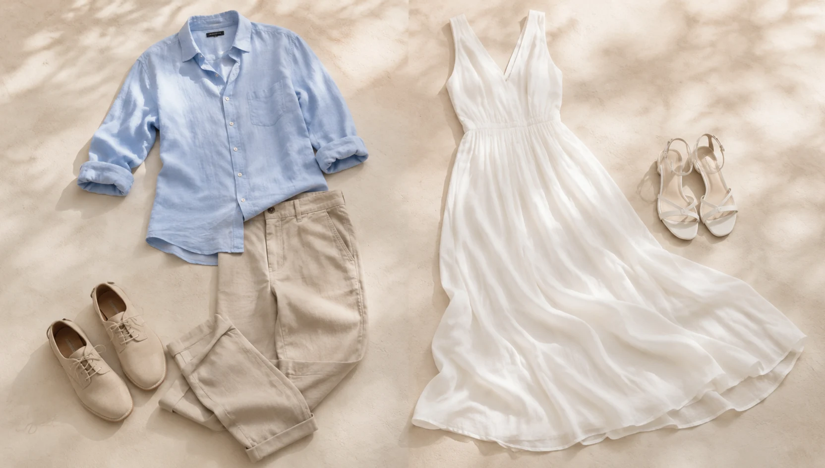 Outfit ideas for golden piggyback run on rippled sand engagement photos