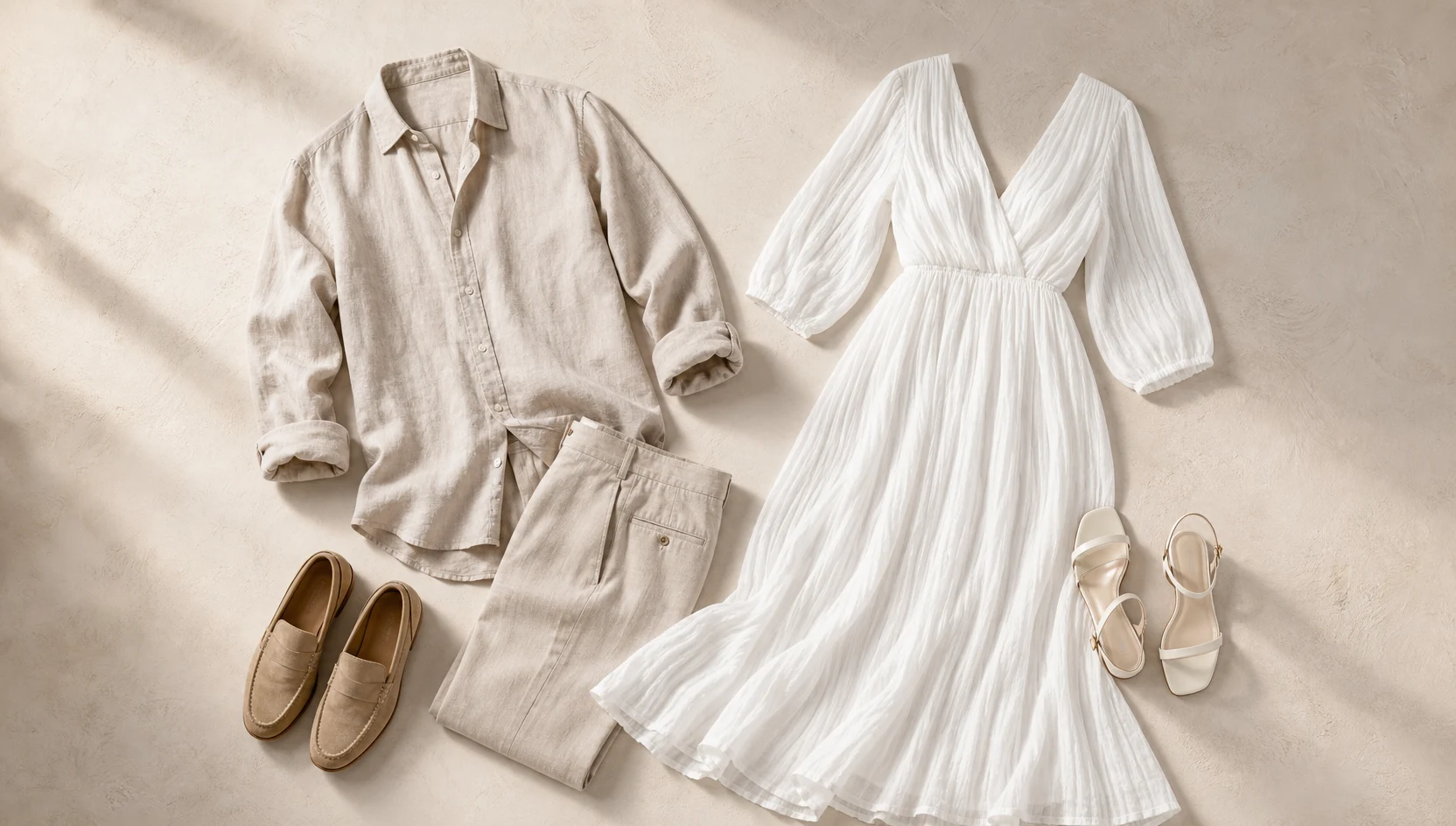 Outfit ideas for laughing walk on the beach engagement photos