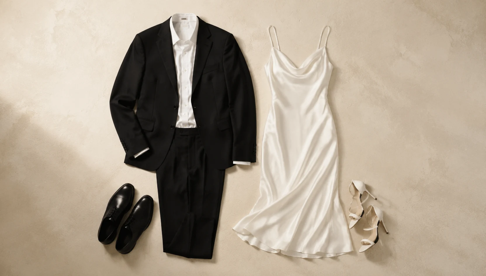 Outfit ideas for blue hour ledge laughs in evening wear engagement photos