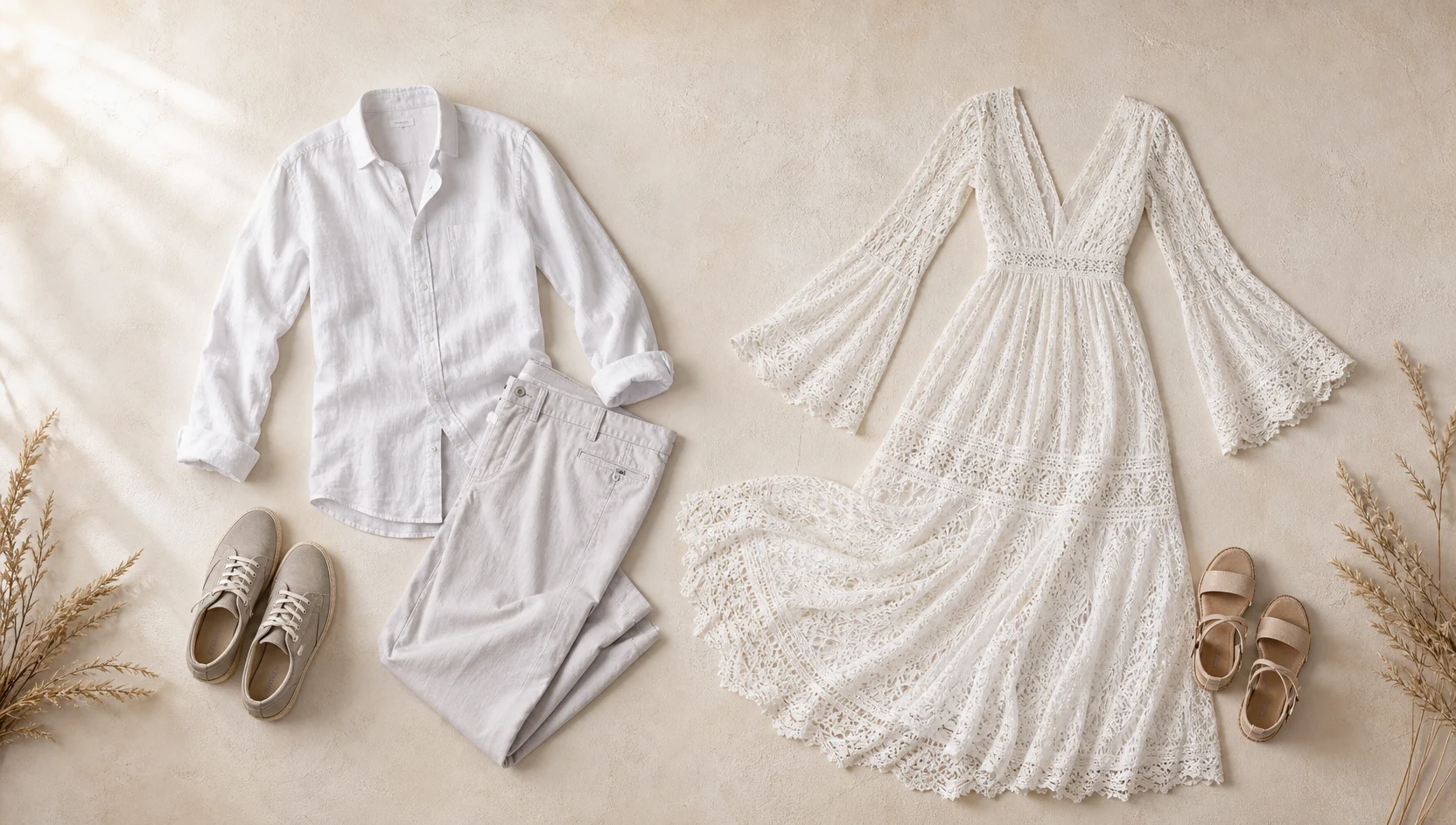 Outfit ideas for blue hour barefoot slow dance on the shore engagement photos