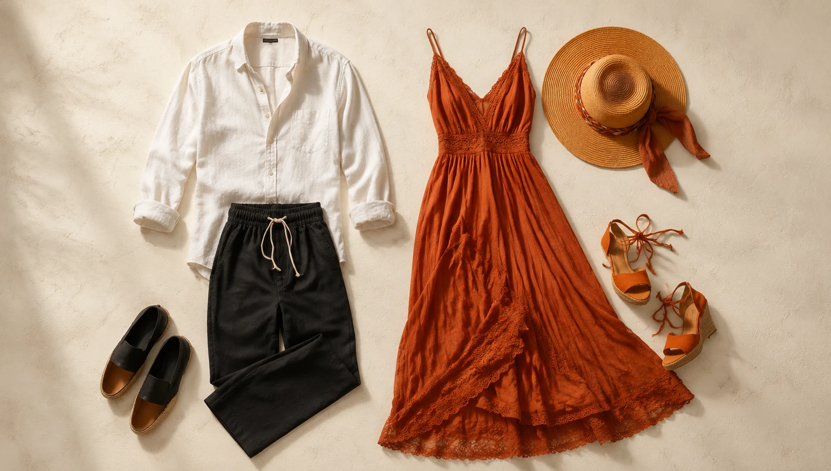 Outfit ideas for bohemian stroll through sunset grass engagement photos