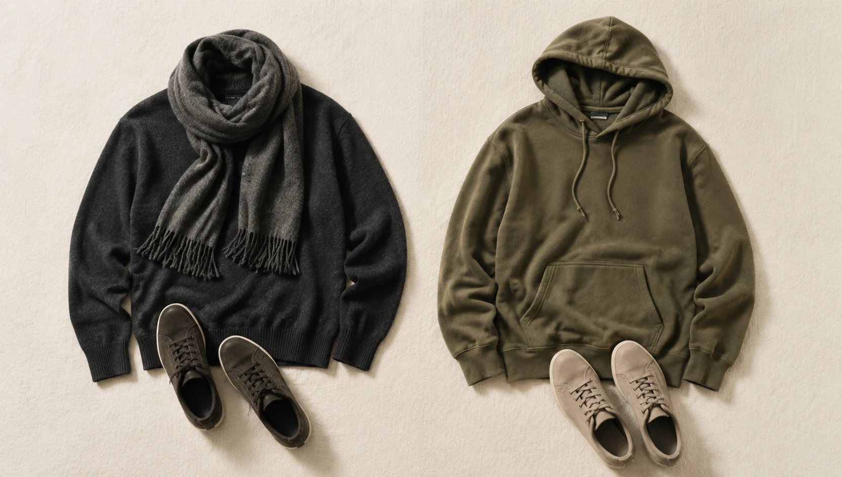 Outfit ideas for contemplative café gaze through overcast windows engagement photos