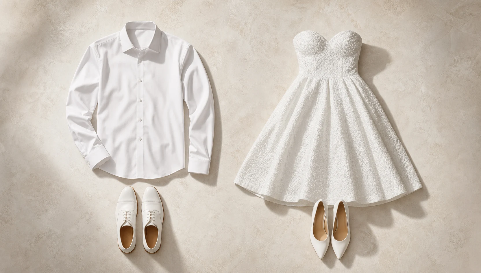 Outfit ideas for candid laugh caught by side light in white engagement photos