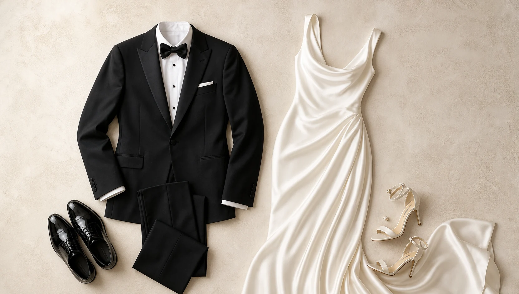 Outfit ideas for sunset laughter in formal elegance engagement photos