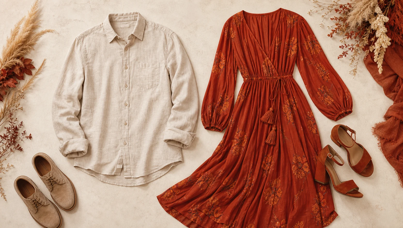 Outfit ideas for candid laughter in sunset amber glow engagement photos