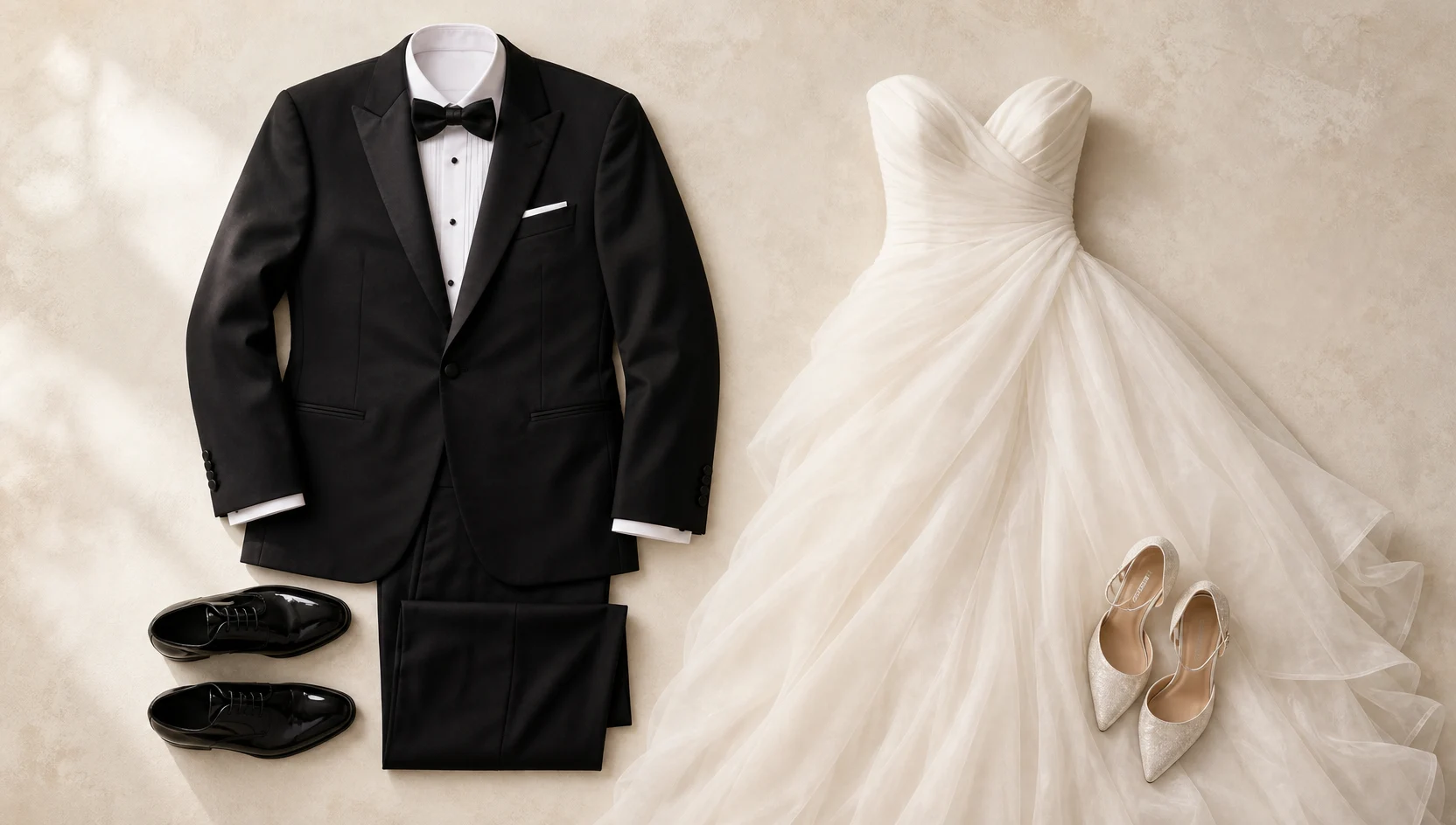 Outfit ideas for candid sunset laughter in formal attire engagement photos