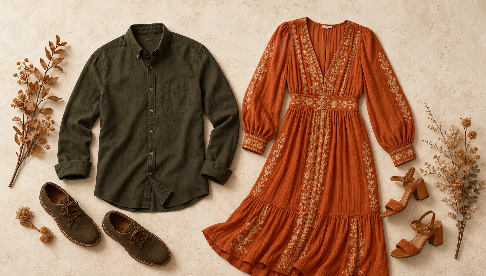 Outfit ideas for candid laughter at sunset in the maple woods engagement photos