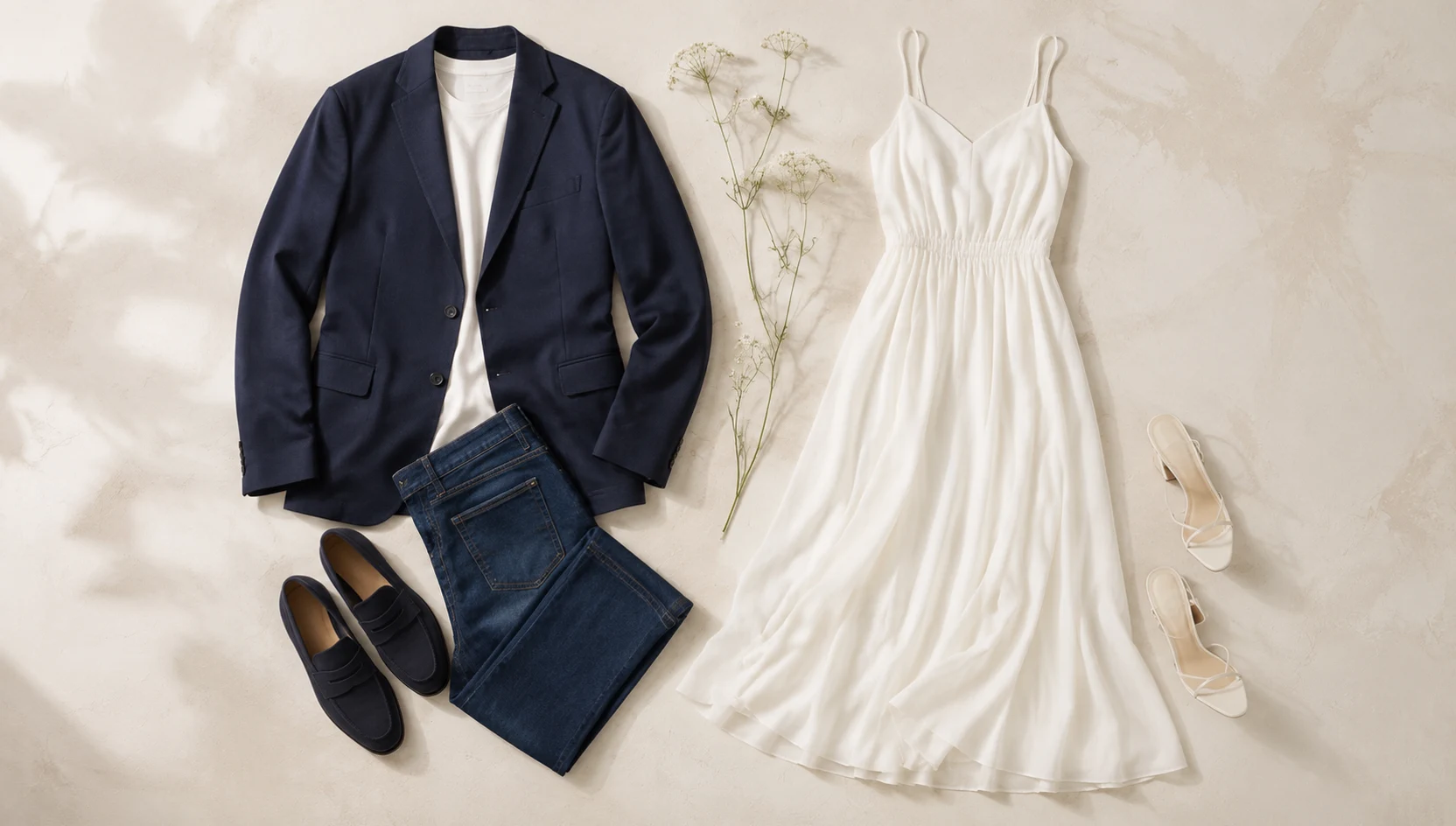 Outfit ideas for soft dip kiss in cascading petal rain engagement photos