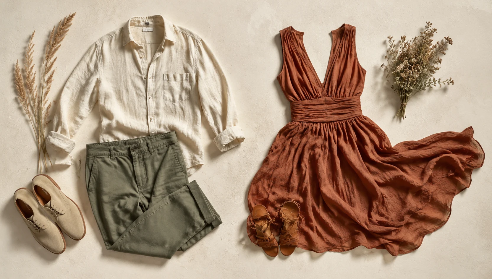 Outfit ideas for walking and laughing on sunset cliffs engagement photos