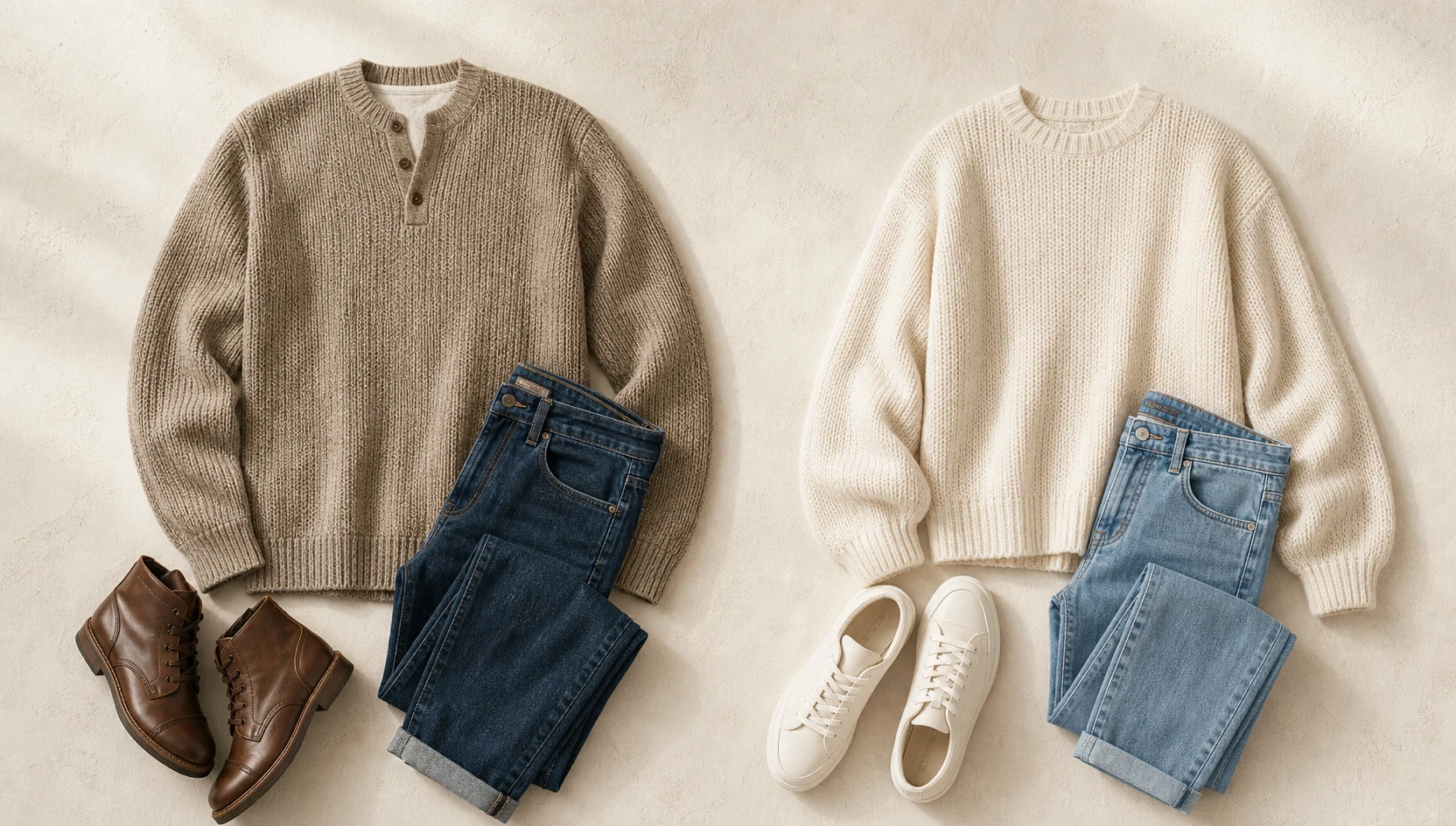 Outfit ideas for cozy stroll through industrial loft engagement photos