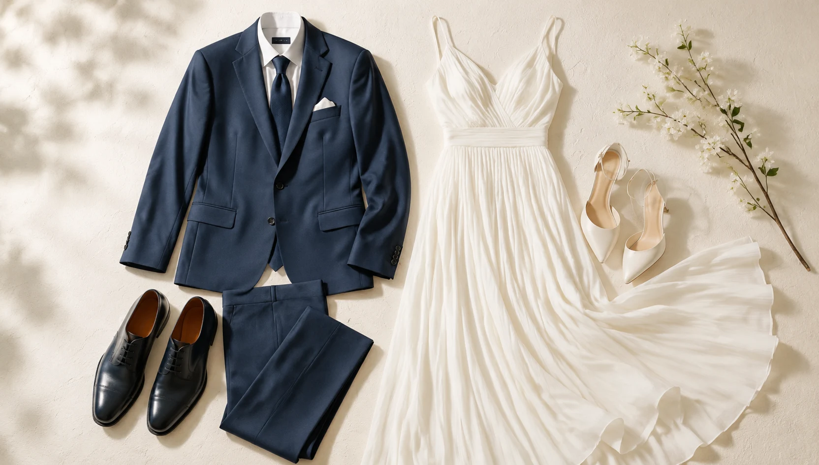 Outfit ideas for gentle dip kiss under overcast cherry blossoms engagement photos