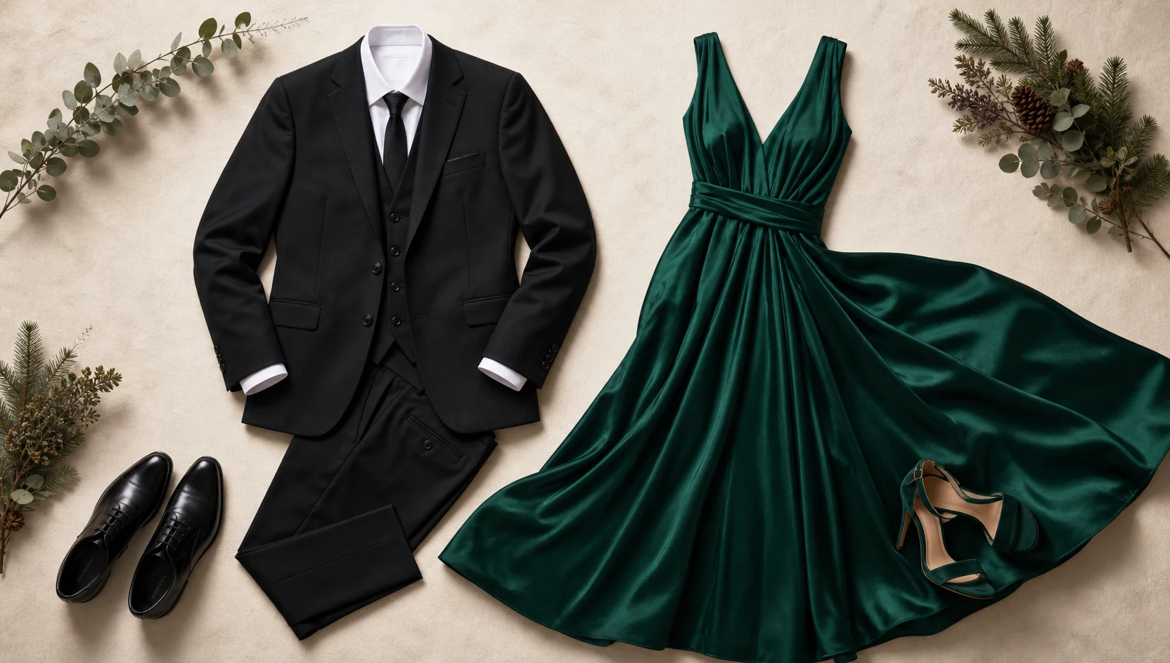 Outfit ideas for tender dip kiss in the morning mist engagement photos