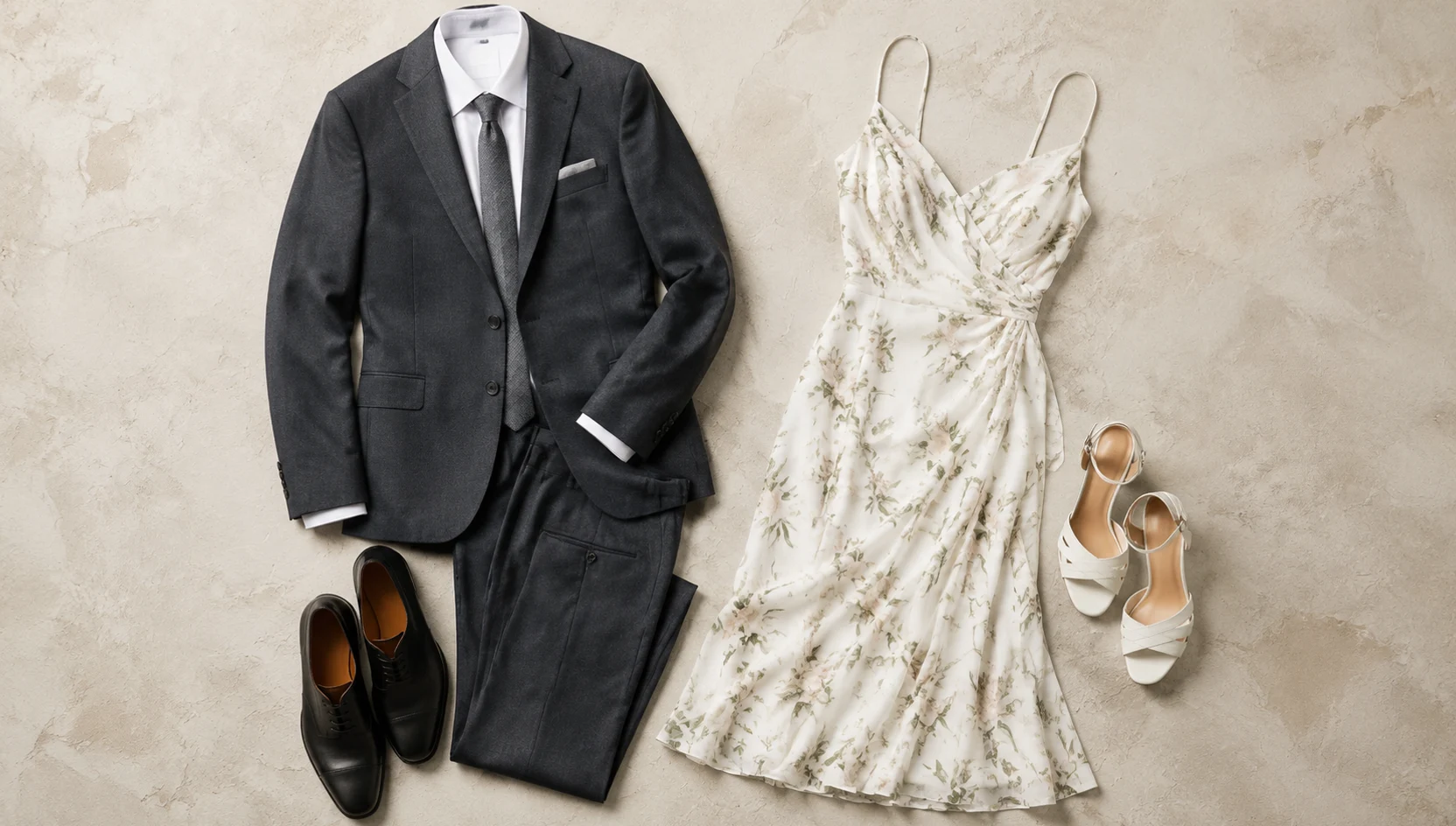 Outfit ideas for gentle dip kiss on rain-kissed street engagement photos