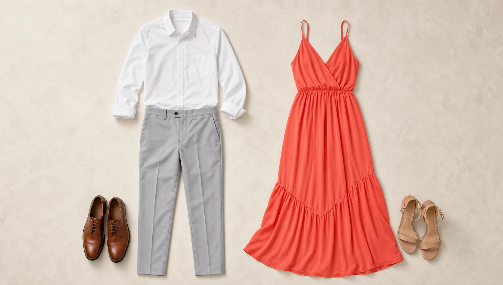 Outfit ideas for dreamy horizon gaze in vibrant park dress engagement photos