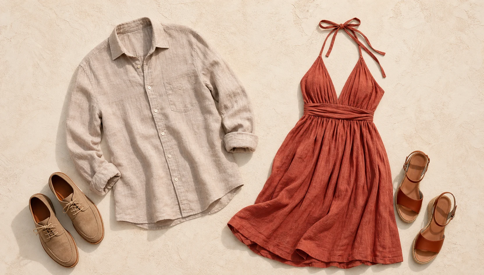 Outfit ideas for fiery horizon gaze on cliff's crest engagement photos