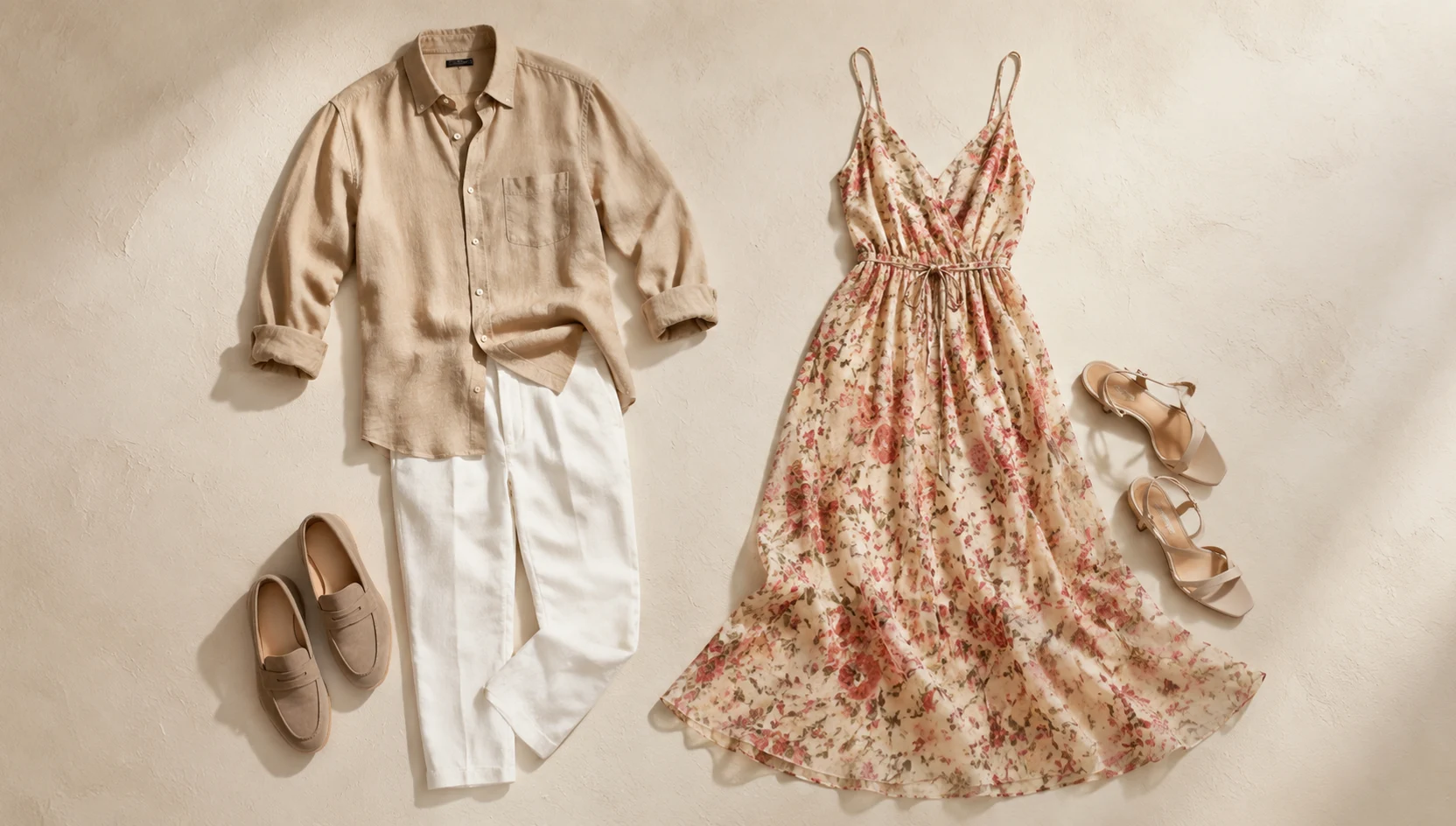 Outfit ideas for slow dance among midday shadows on the staircase engagement photos