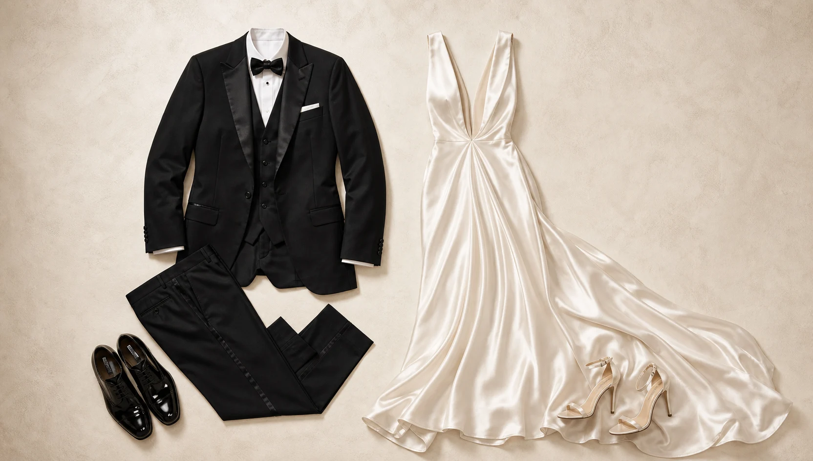 Outfit ideas for grand staircase forehead touch under city lights engagement photos