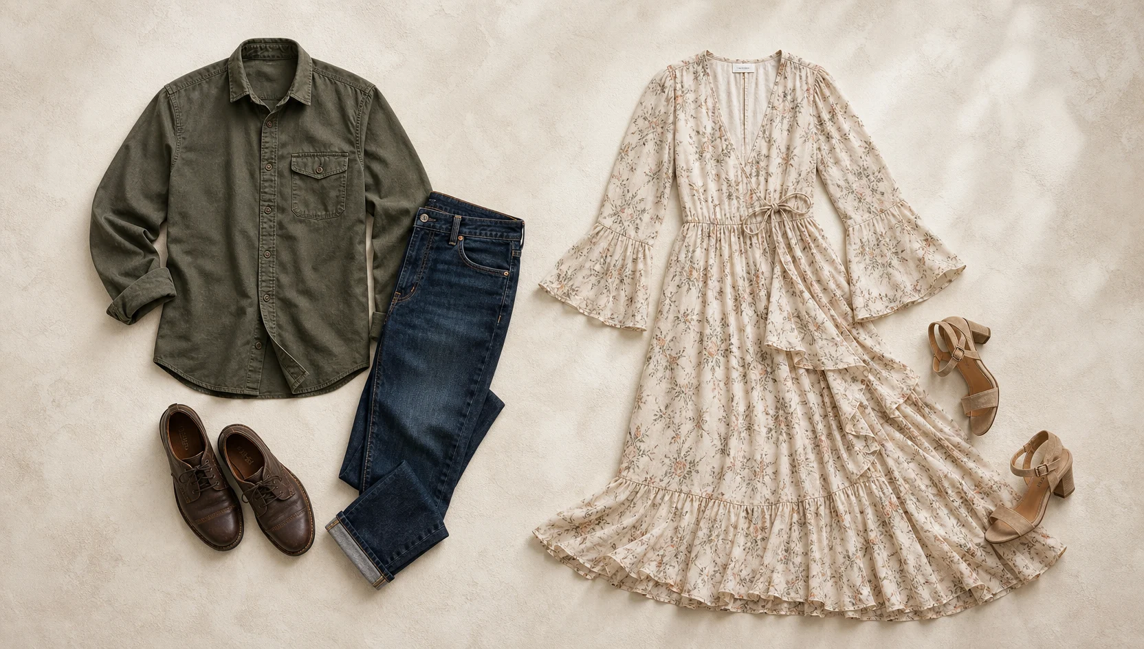 Outfit ideas for forehead touch among fallen crimson leaves engagement photos