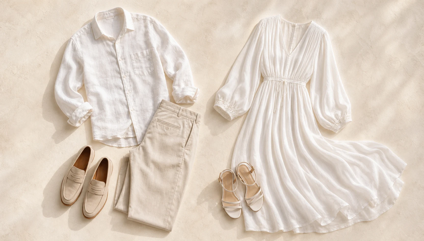 Outfit ideas for forehead touch by the fountain at sunset engagement photos