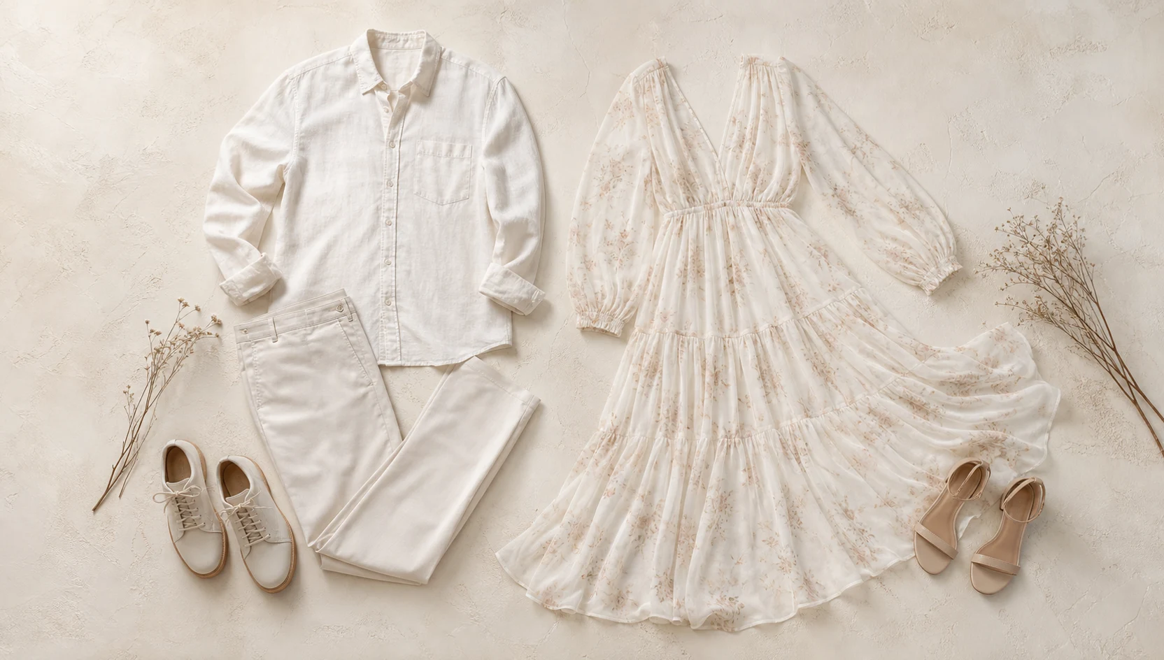 Outfit ideas for forehead touch beneath ancient redwoods, overcast sky engagement photos