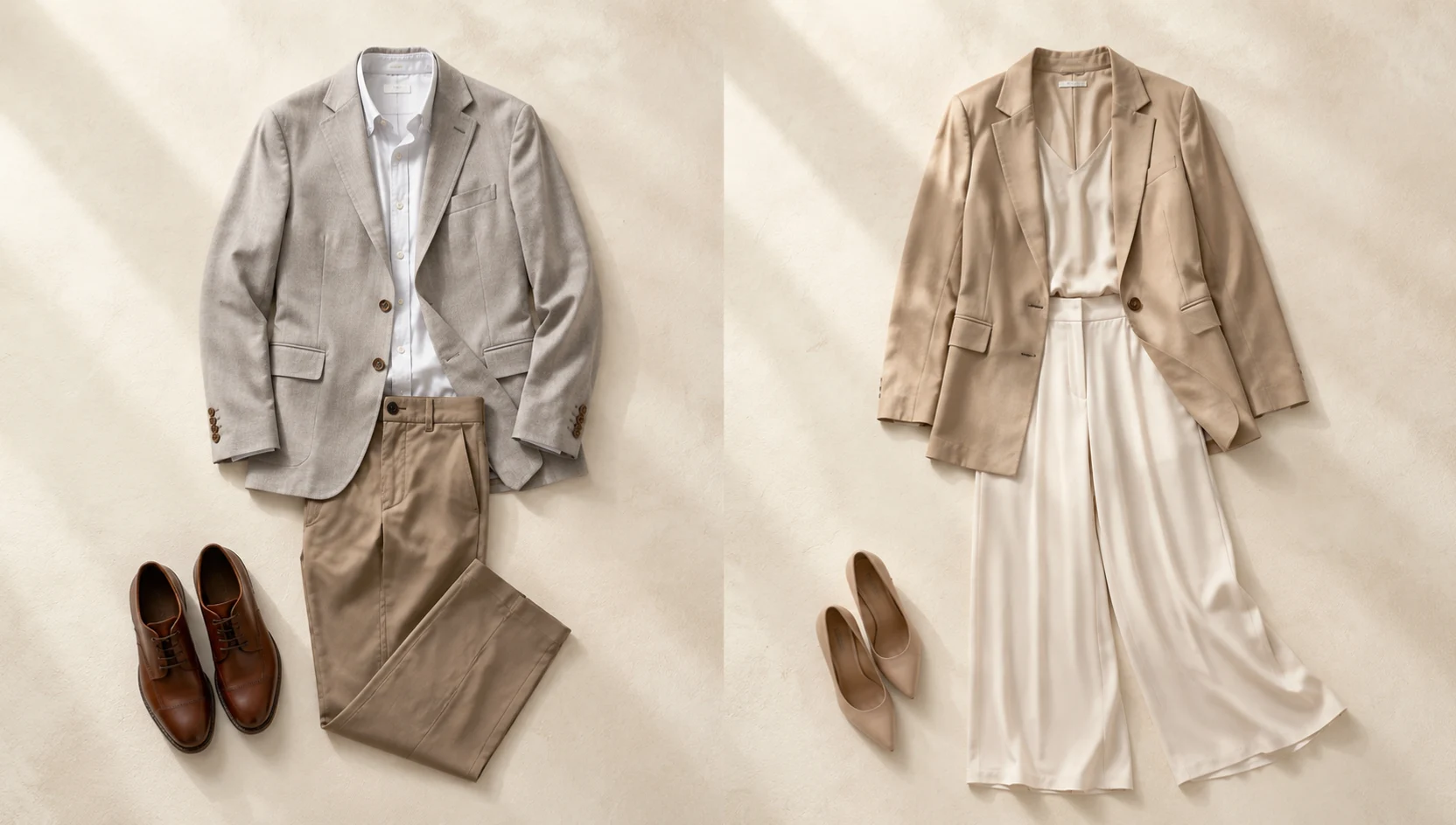 Outfit ideas for gazing at the skyline from the alley, golden light engagement photos