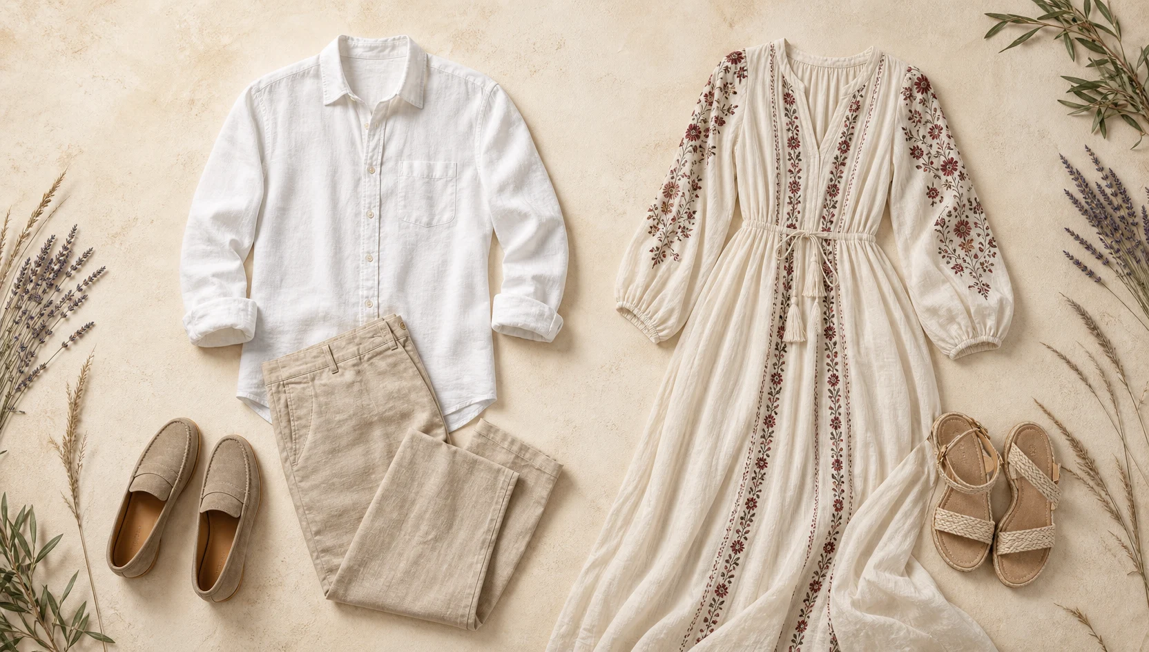 Outfit ideas for gazing at the lavender horizon together engagement photos