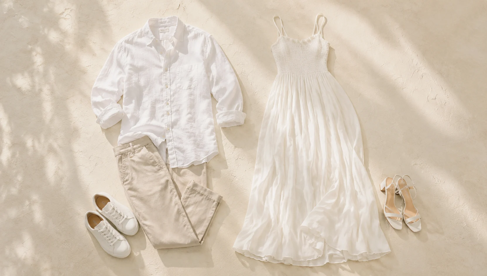 Outfit ideas for golden hour forehead touch on tree-lined path engagement photos