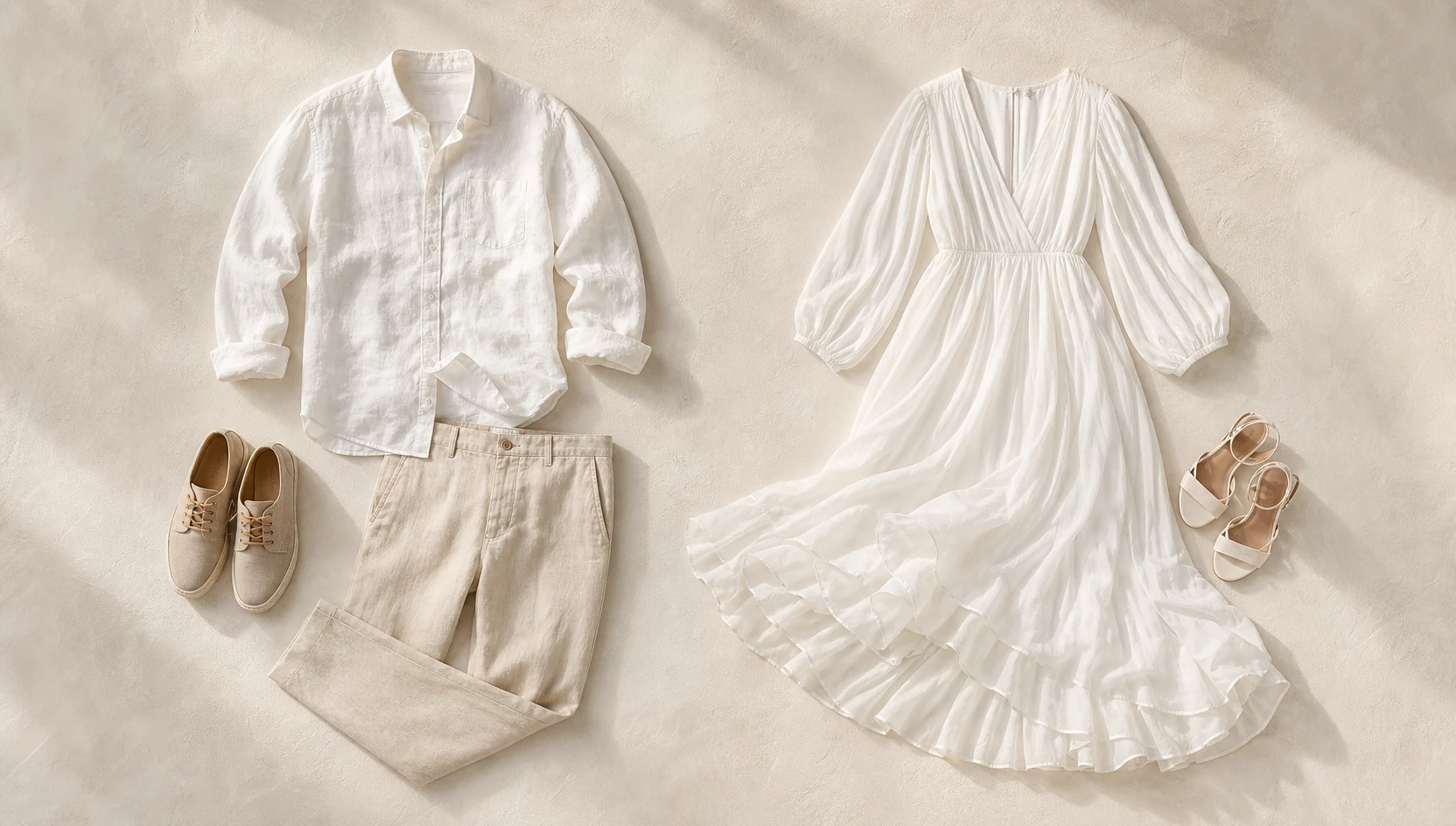 Outfit ideas for golden hour forehead touch on cliff's edge engagement photos