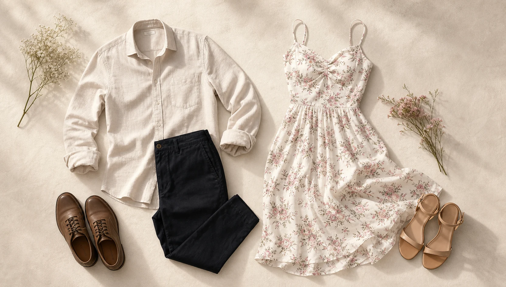 Outfit ideas for golden hour picnic cuddles in lush park engagement photos