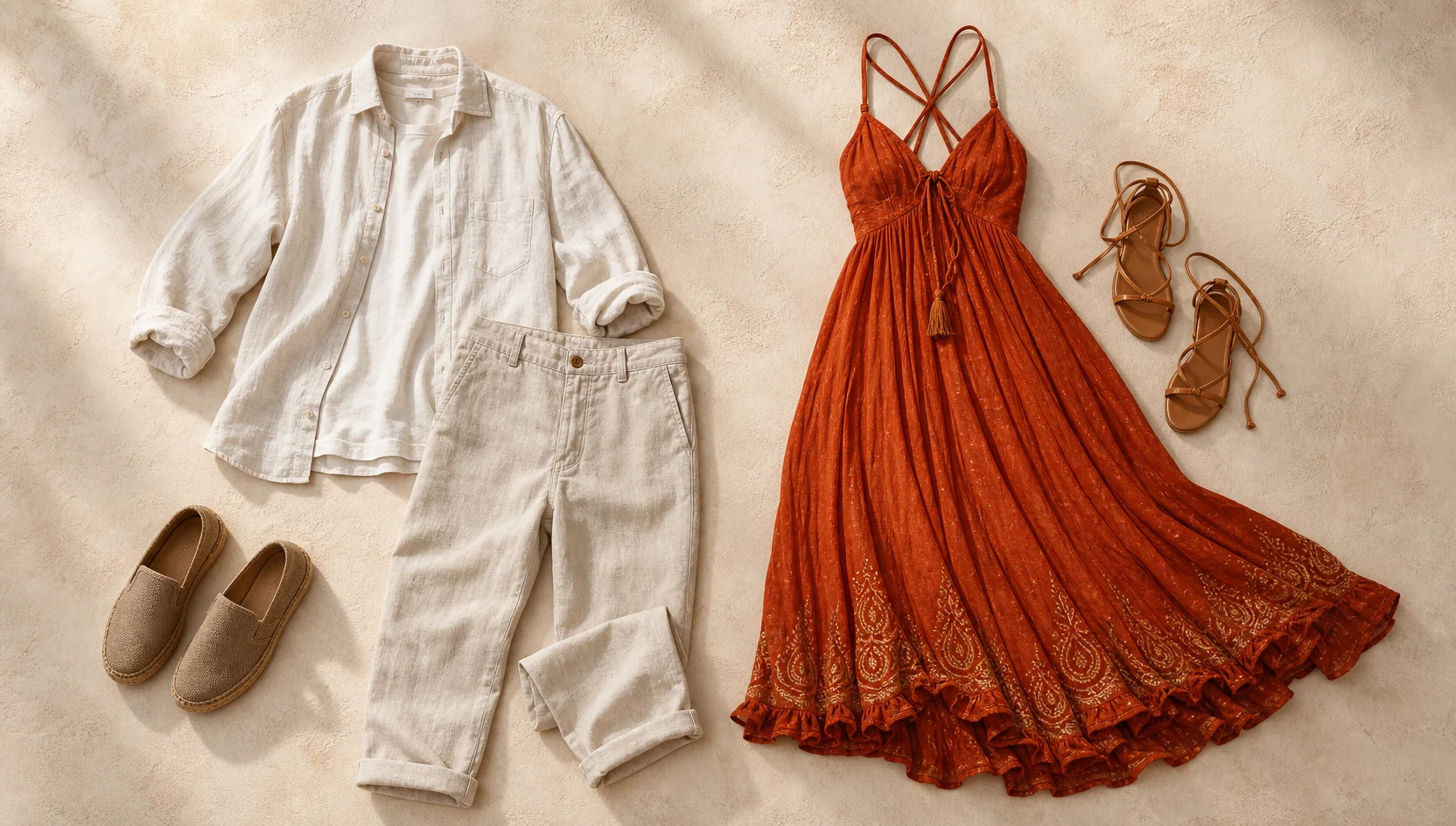 Outfit ideas for candid spin laugh at amber sunset engagement photos