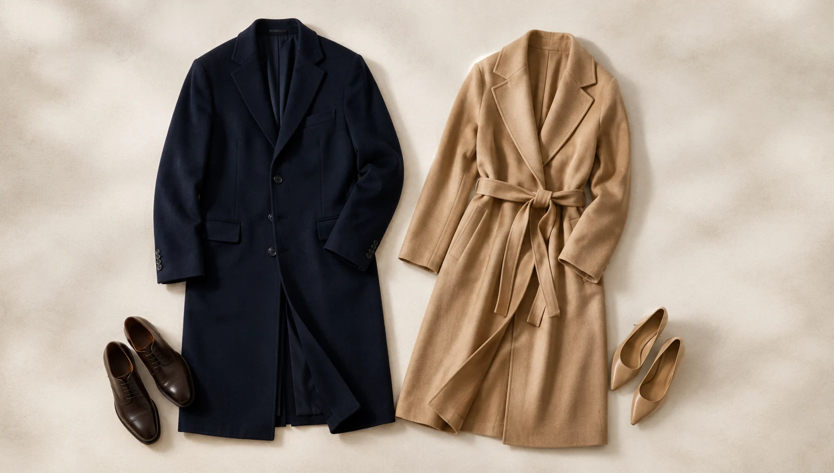 Outfit ideas for laughing walk past golden snow window engagement photos