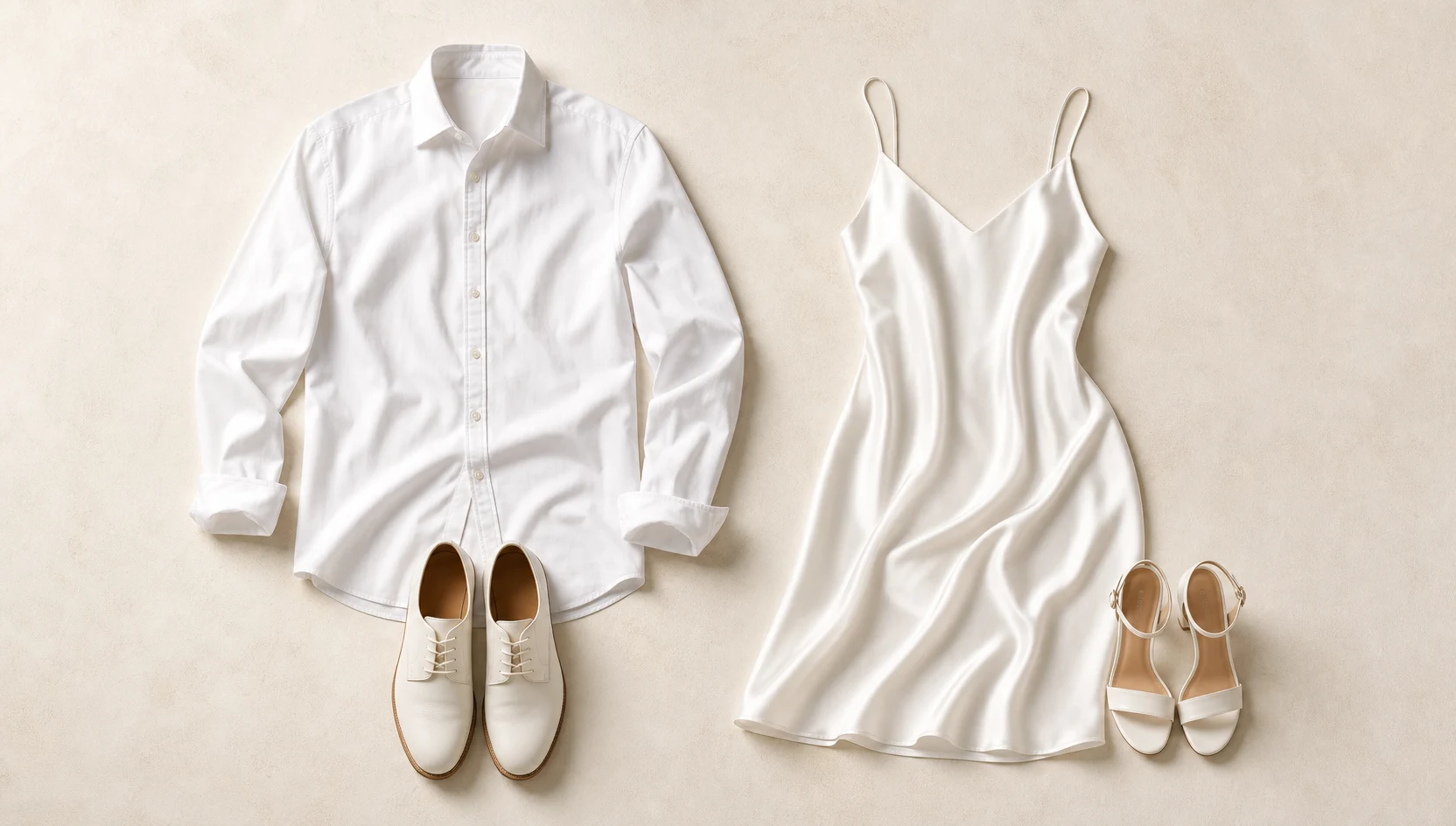 Outfit ideas for side-lit laughter in white elegance engagement photos