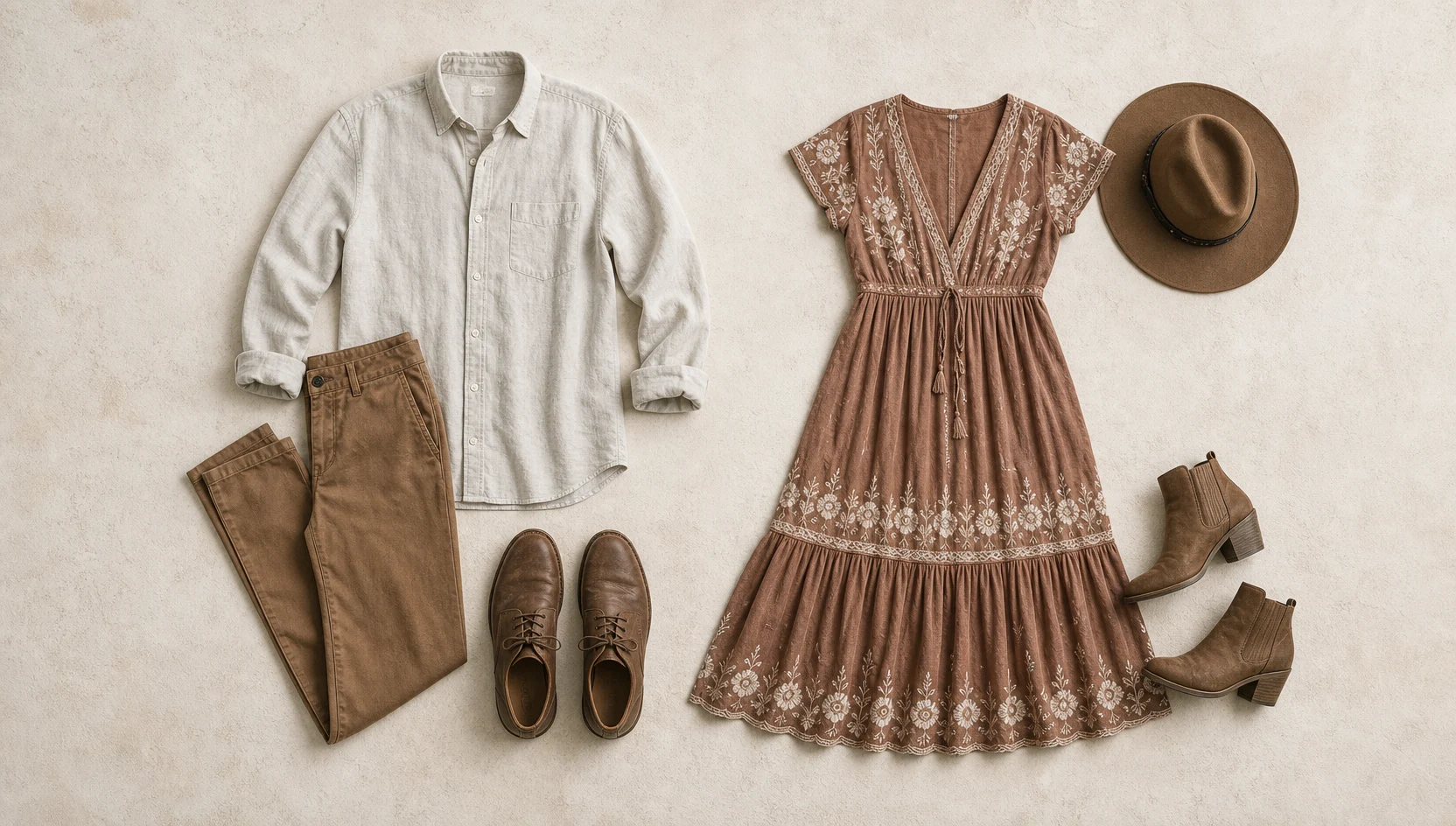 Outfit ideas for looking ahead on a misty morning country road engagement photos