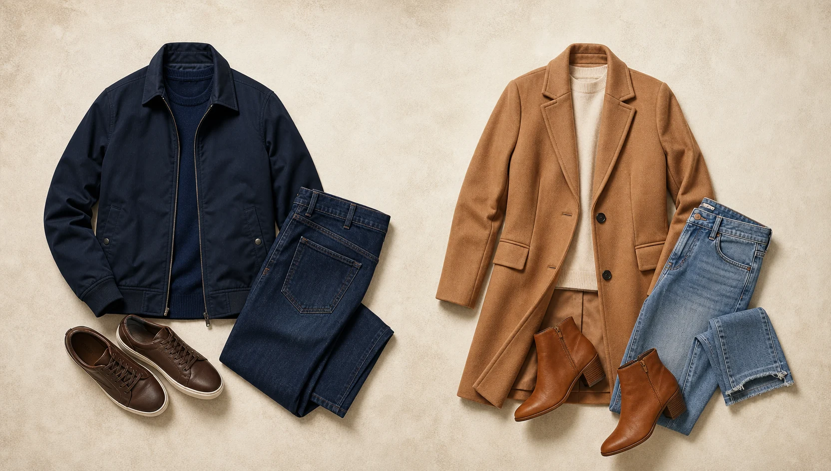 Outfit ideas for gazing down an autumn city boulevard engagement photos