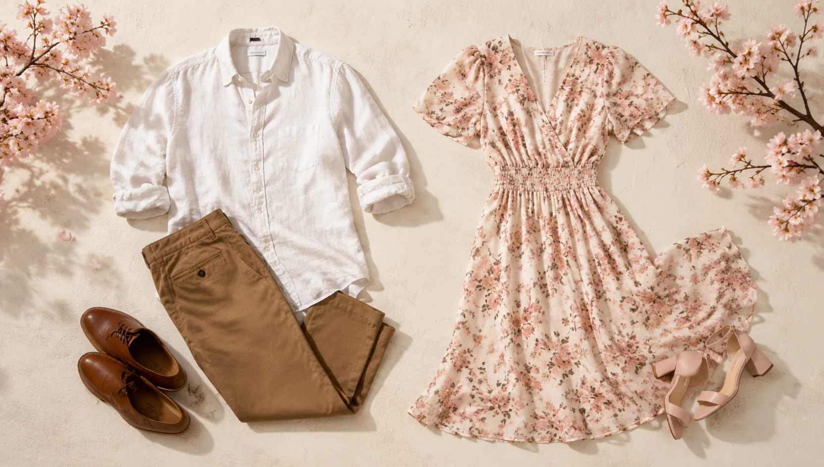 Outfit ideas for rooftop gaze at the city sunset engagement photos