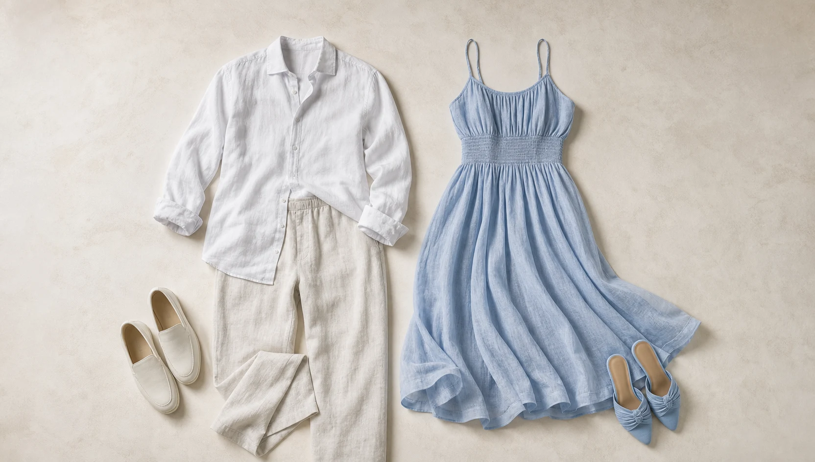 Outfit ideas for quiet moment looking at sea horizon, bright day engagement photos