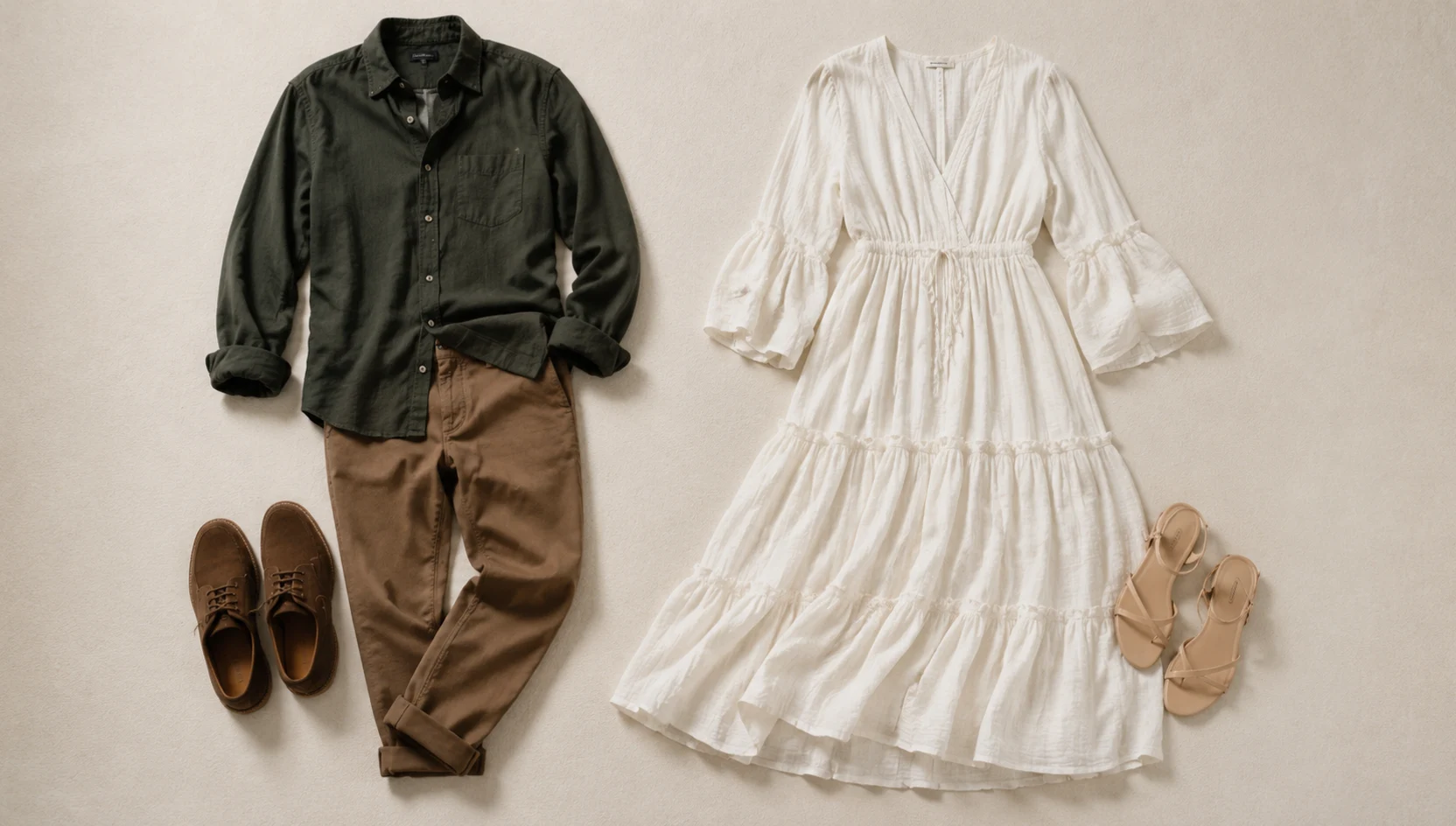 Outfit ideas for ring reveal in misty pine forest engagement photos