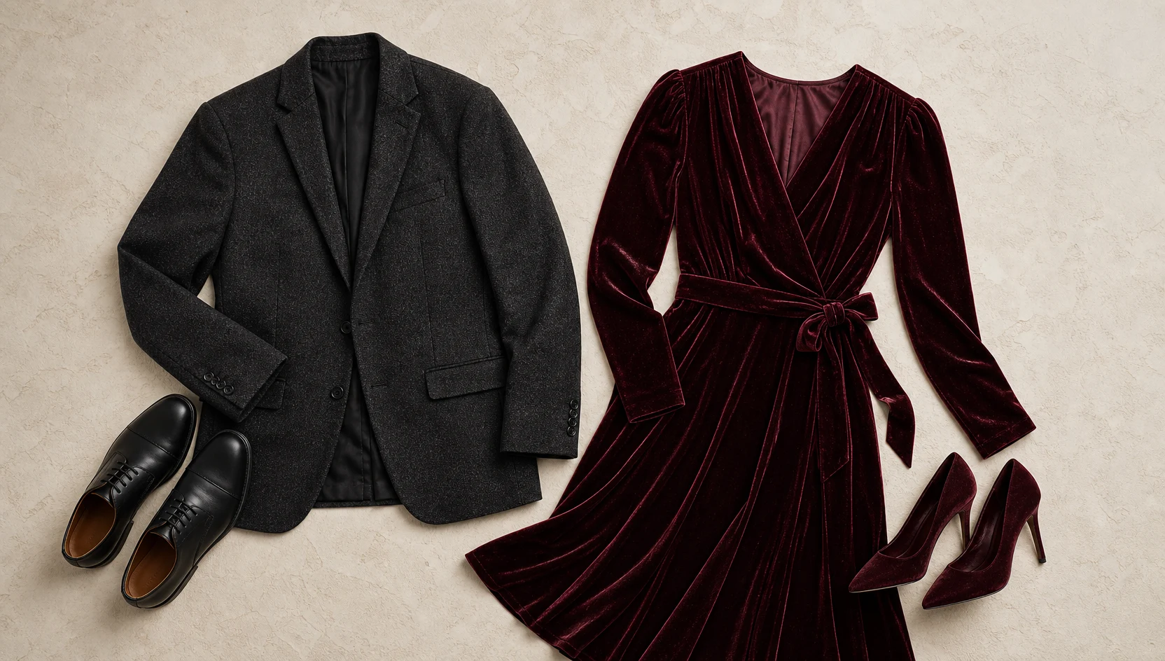 Outfit ideas for misty morning ring reveal in dark velvet engagement photos