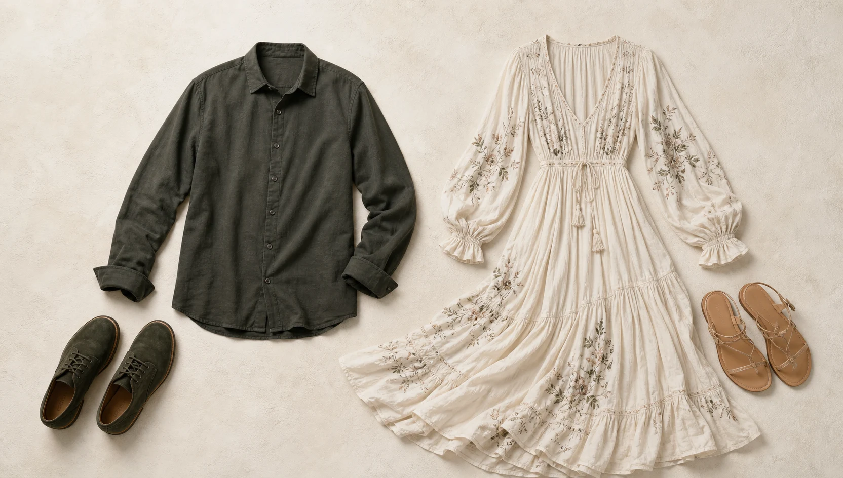 Outfit ideas for misty mountain ring reveal with bohemian detail engagement photos