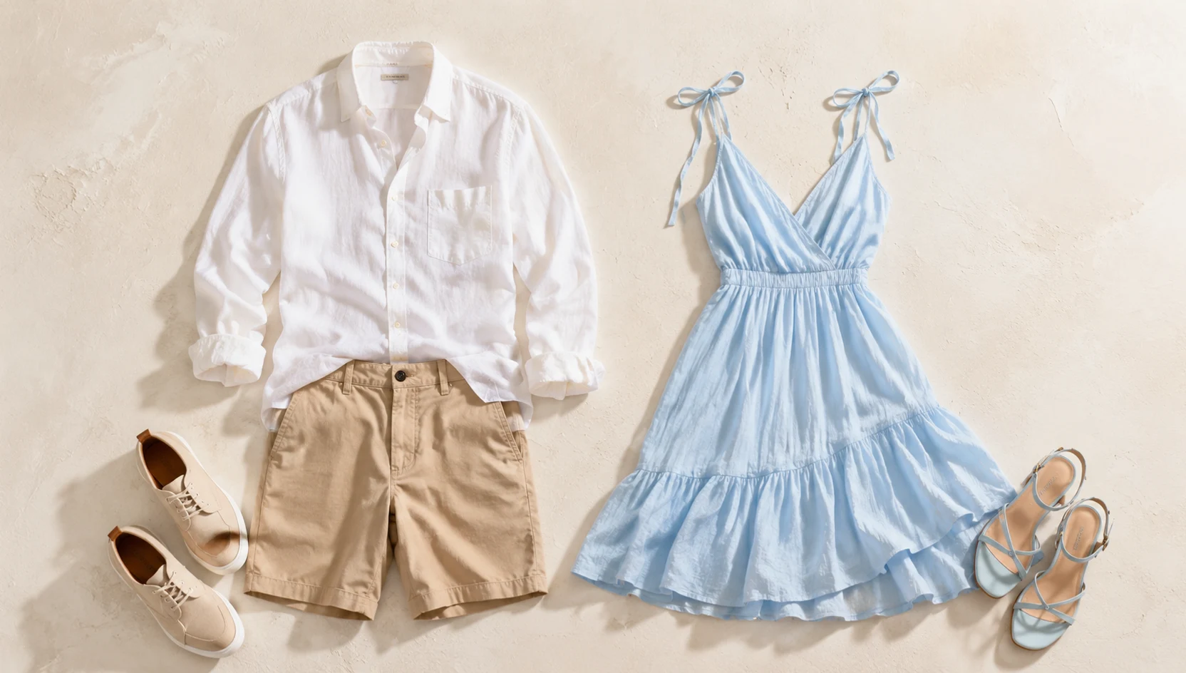 Outfit ideas for misty sunrise cuddle on a driftwood bench engagement photos