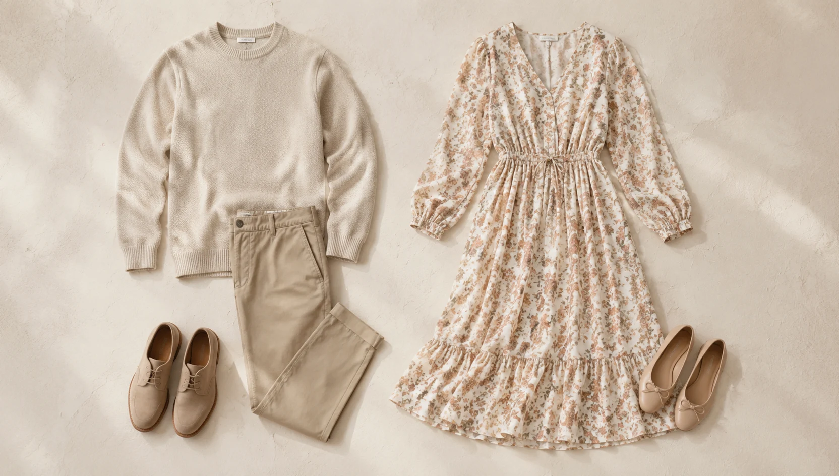 Outfit ideas for gazing toward the morning horizon engagement photos