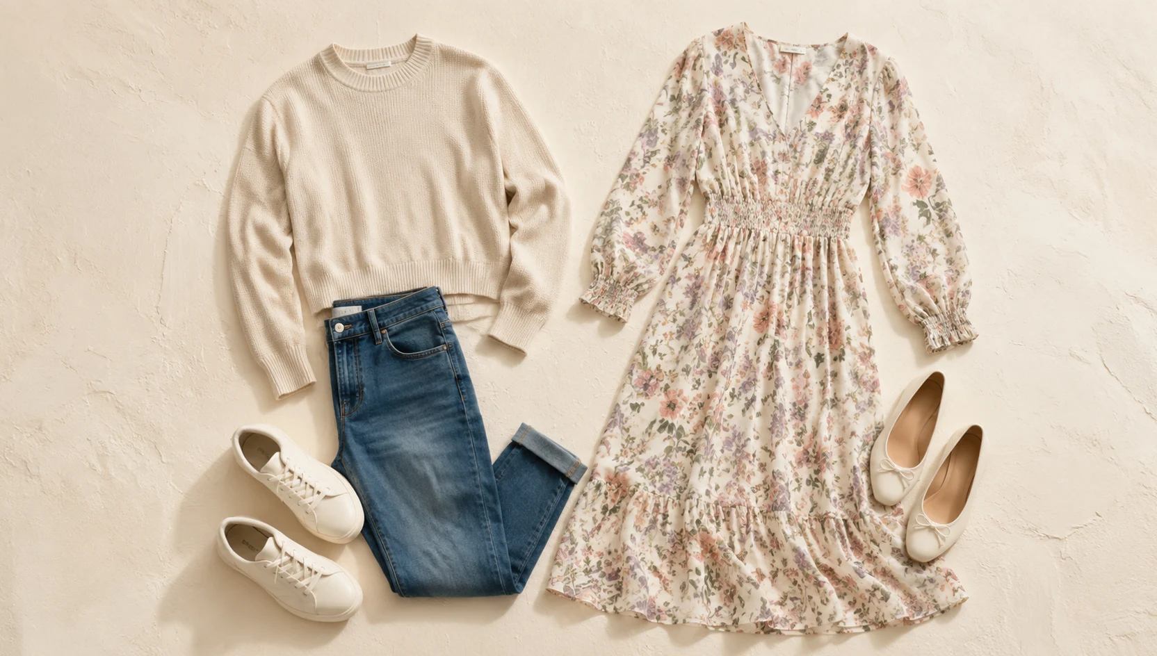 Outfit ideas for morning horizon gaze on misty lawn engagement photos