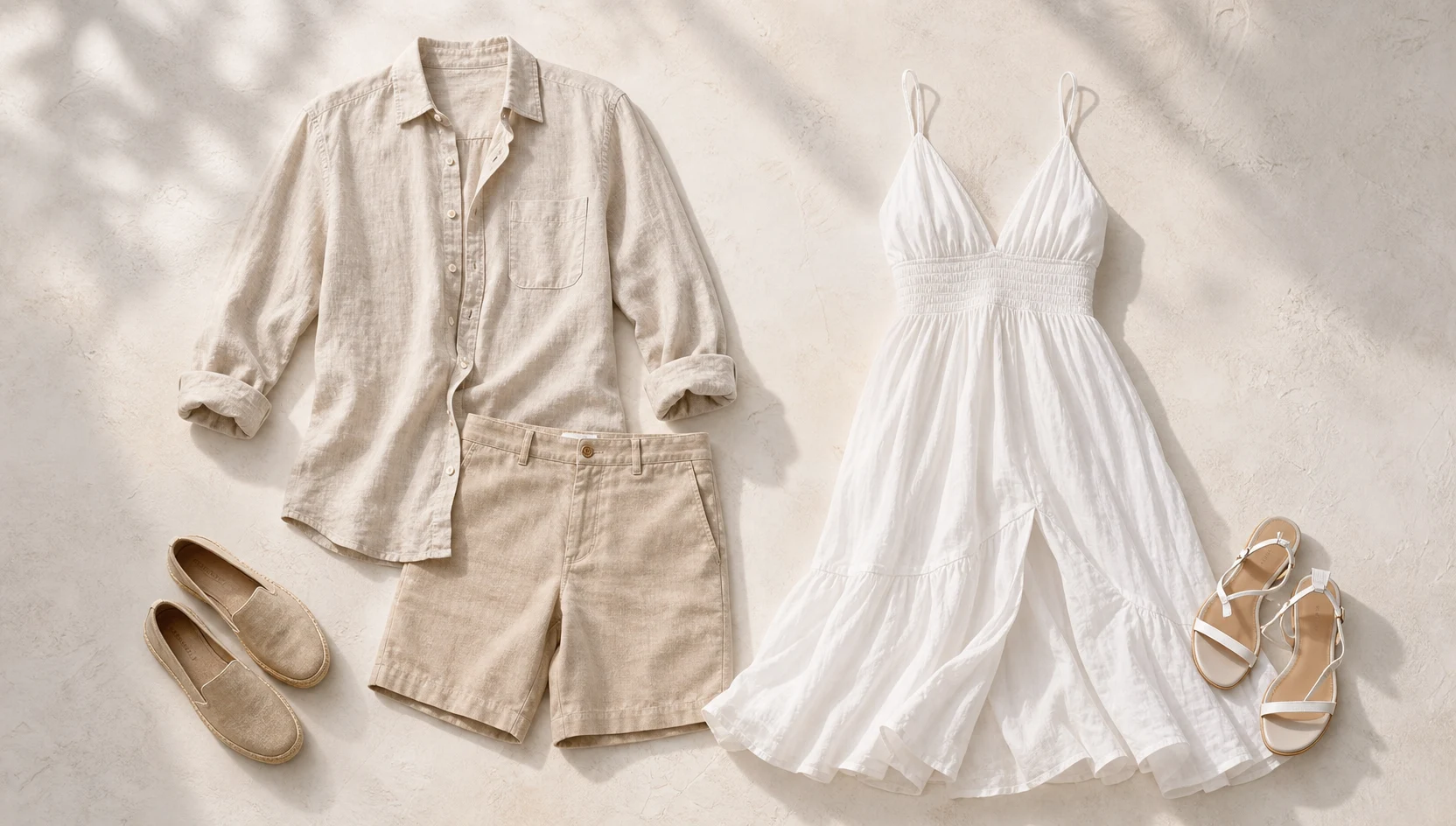 Outfit ideas for morning stroll along the summer shore engagement photos