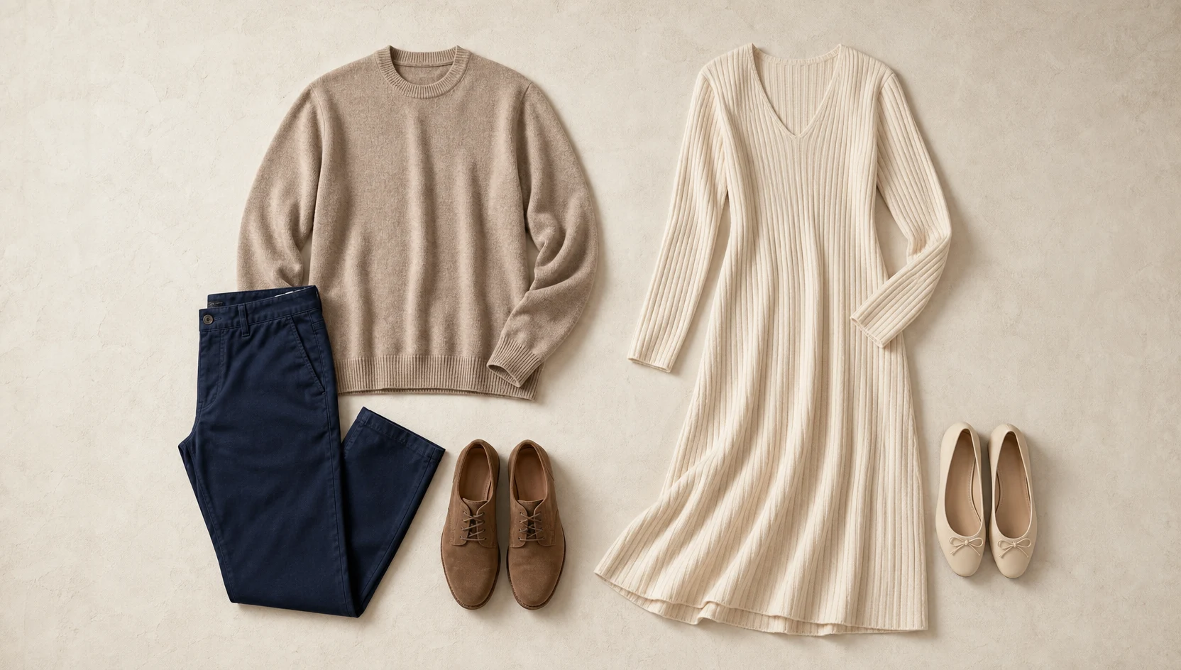 Outfit ideas for casual walk through a light-filled living room engagement photos