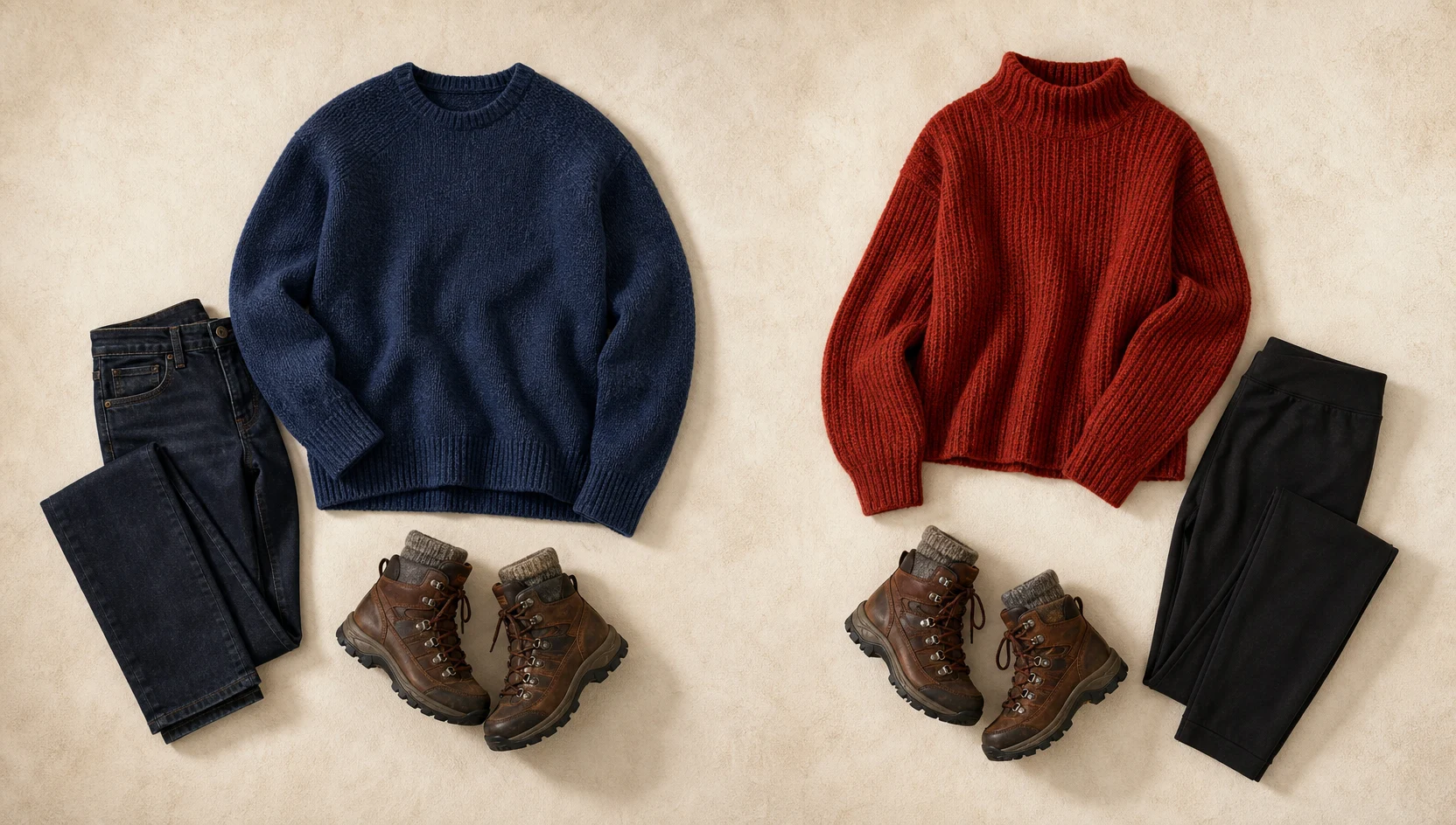 Outfit ideas for alpenglow piggyback ride on a snowy ridge engagement photos