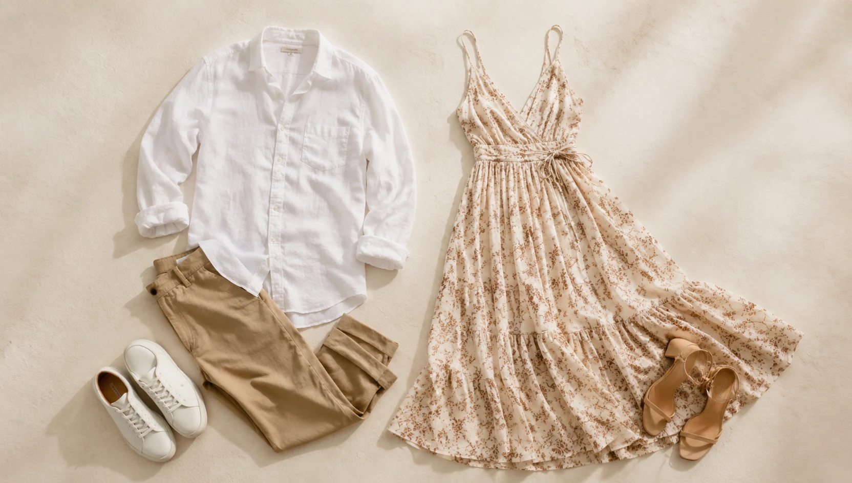 Outfit ideas for piggyback ride through fern-lined trail engagement photos