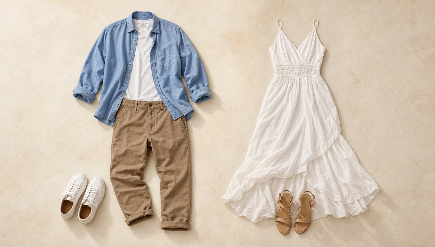 Outfit ideas for golden hour piggyback ride on the bridge engagement photos