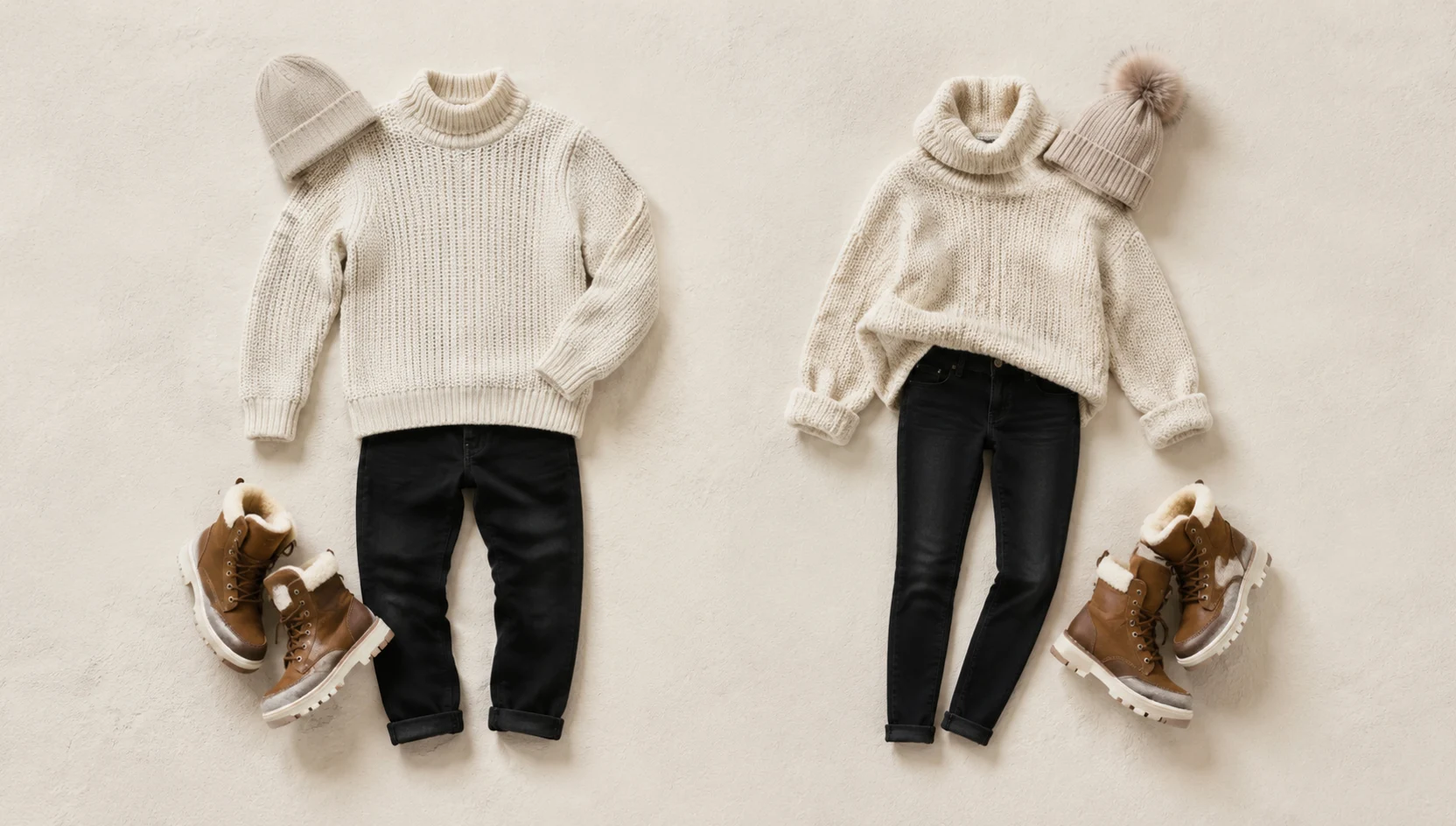 Outfit ideas for piggyback ride through deep alpine snow engagement photos