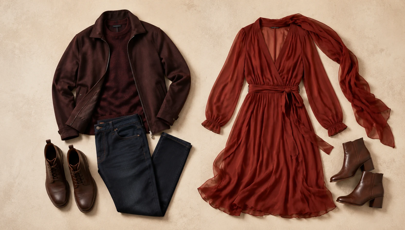 Outfit ideas for piggyback through golden canopy engagement photos