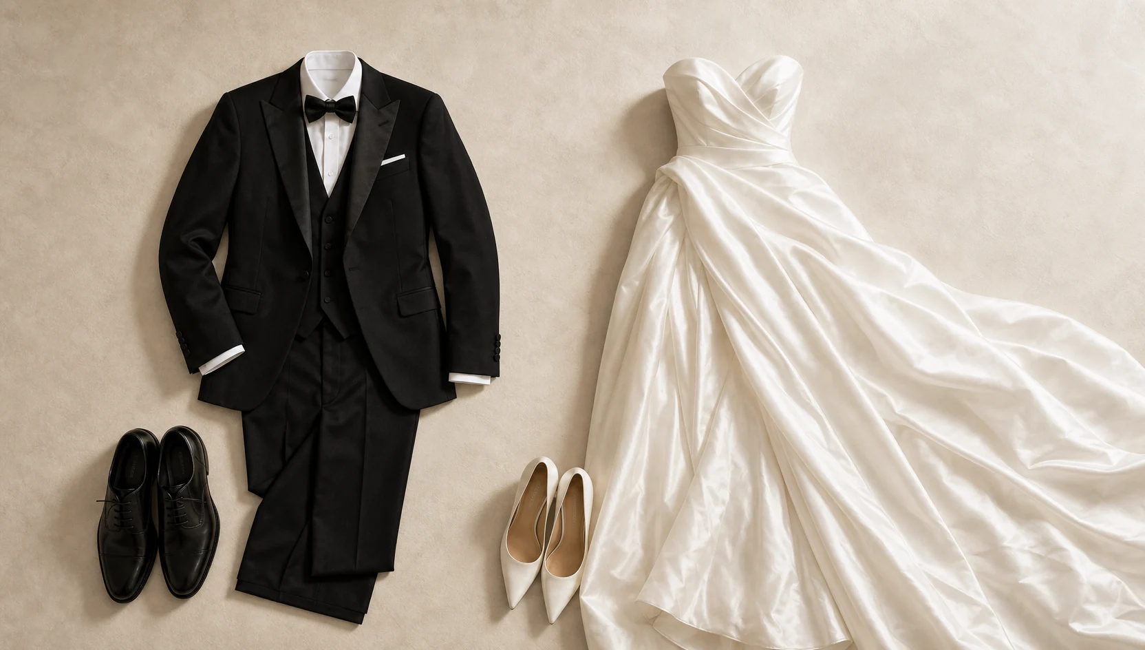 Outfit ideas for editorial piggyback on illuminated grand staircase at blue hour engagement photos